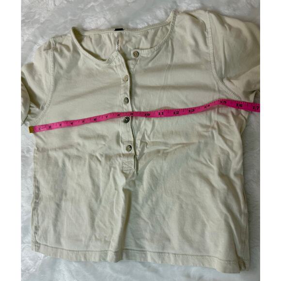 Free People Lot of 2 Short Sleeve Crop Tops Cream Henley / Black Scoop XS / S - Picture 16 of 16